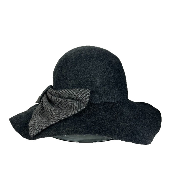 Nordstrom Womens Wool Felt Floppy Hat With Tweed Bow Made Italy Classic OS main image 6